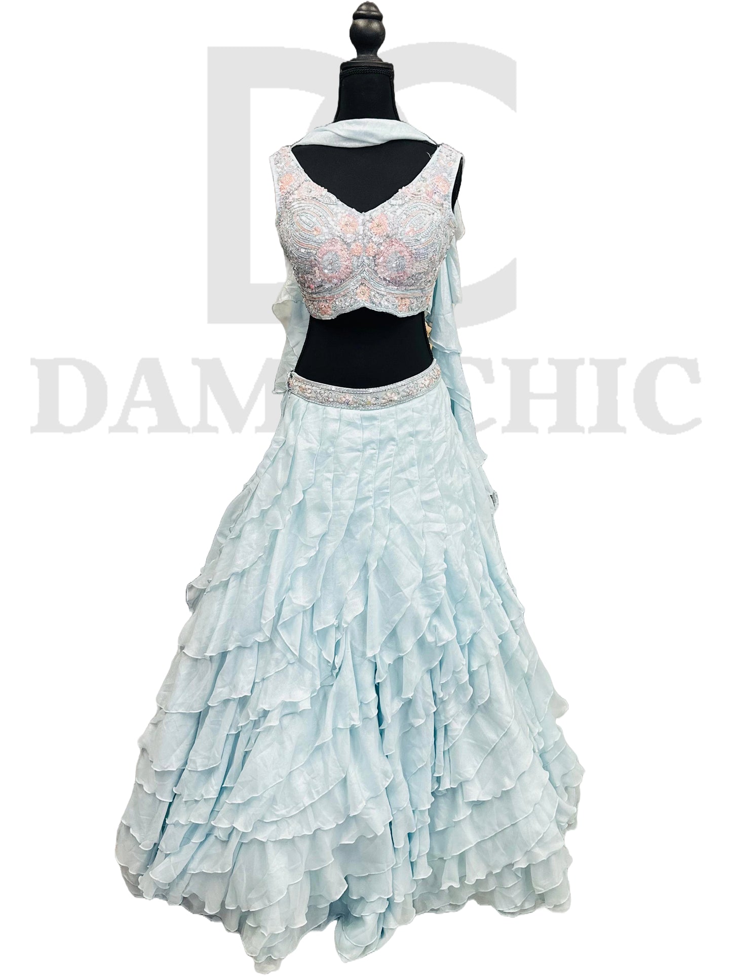 Georgette Party Wear Embroidered Ladies Net Lehenga Choli.