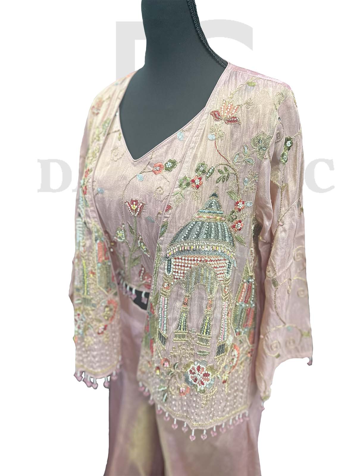 Dusty PInk Short Jacket with Plazzo