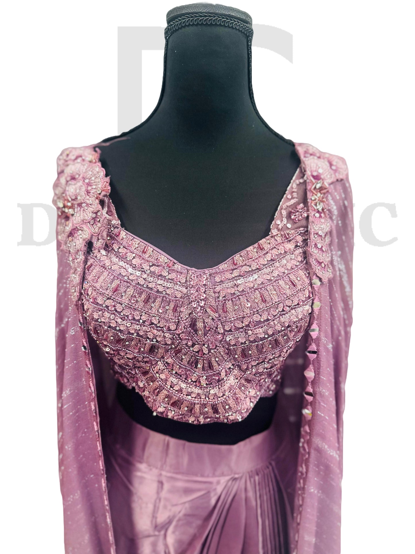 Purple Embroidered three-piece Ethnic wear ensemble