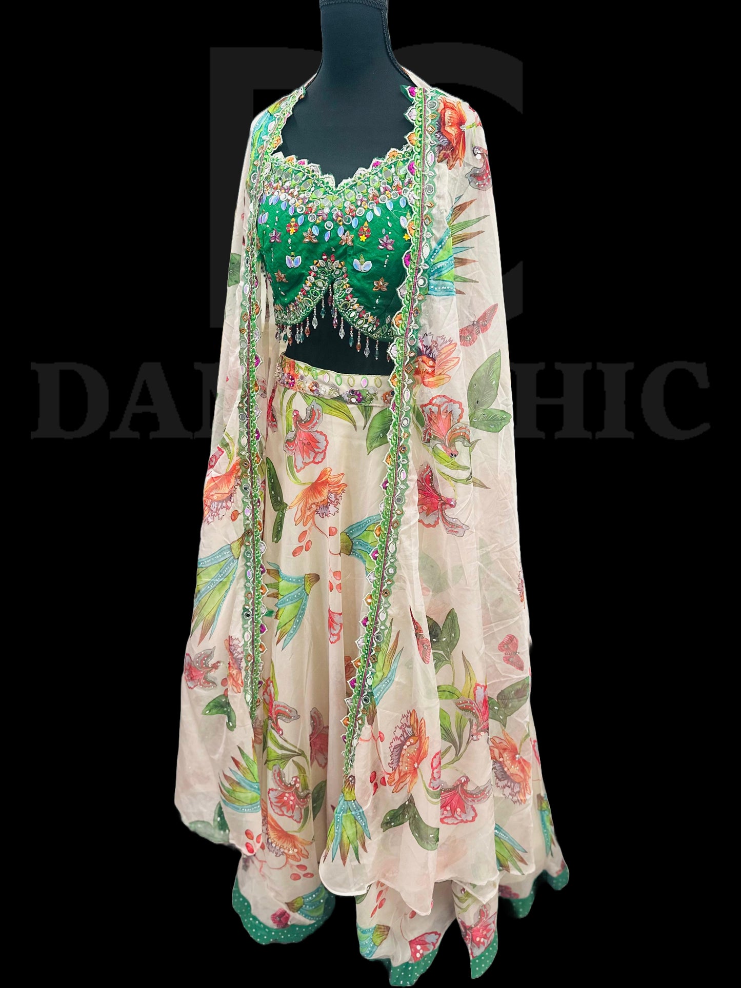 Pink| Green Oversized Embroidered.