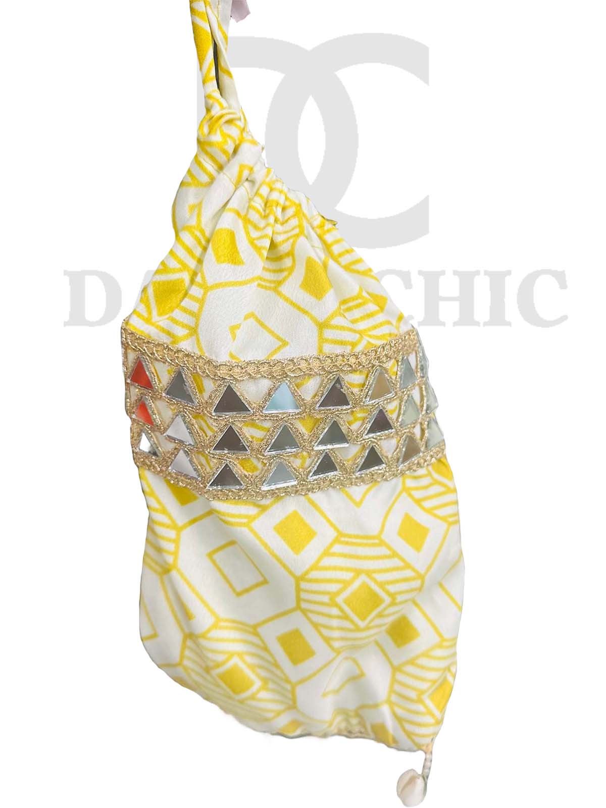 Yellow Gota Embroidered Kaftan