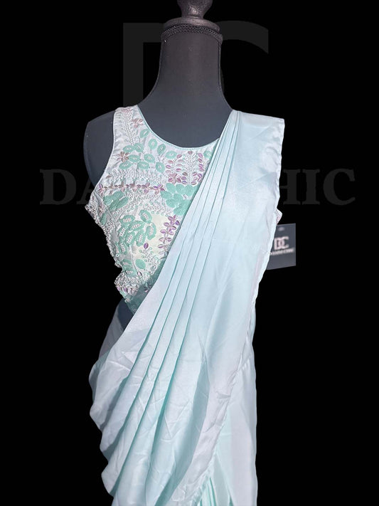 Lilac Embellished Premium Crepe Silk Drape Saree