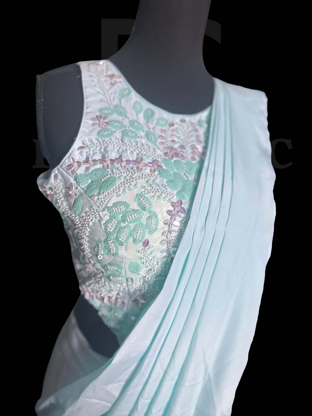 Lilac Embellished Premium Crepe Silk Drape Saree