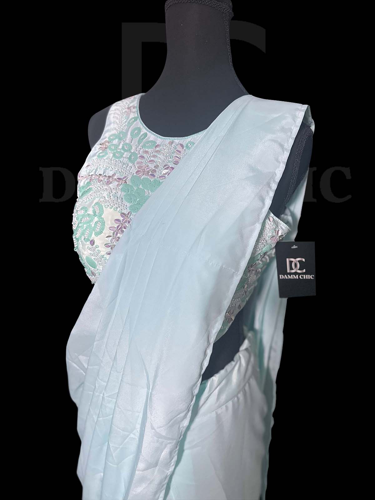 Lilac Embellished Premium Crepe Silk Drape Saree