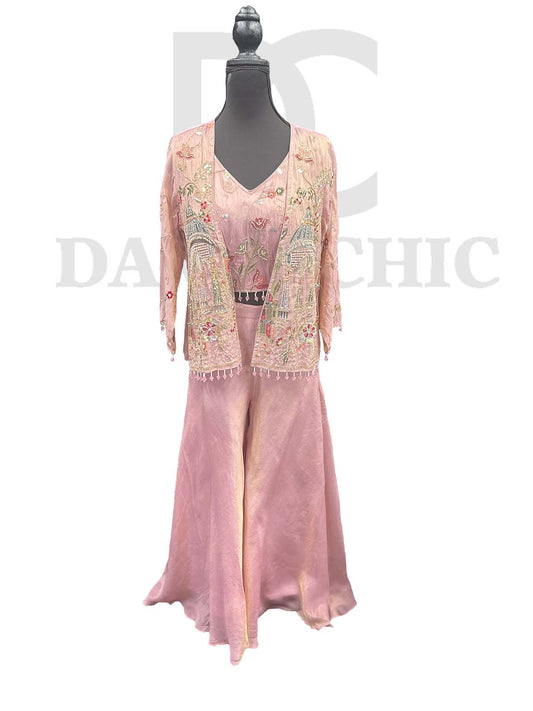 Dusty PInk Short Jacket with Plazzo
