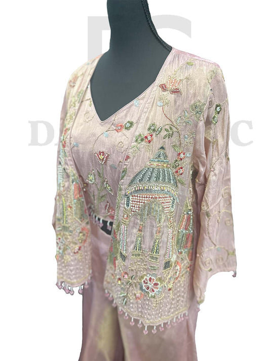 Dusty PInk Short Jacket with Plazzo