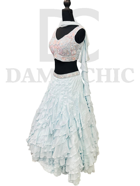 Georgette Party Wear Embroidered Ladies Net Lehenga Choli.