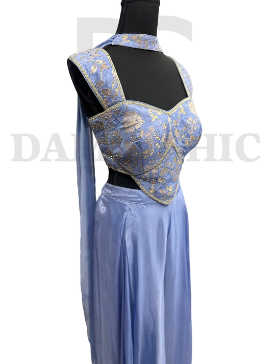 Embroidered Crop Top and Skirt Set.