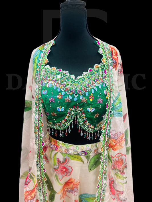 Pink| Green Oversized Embroidered.