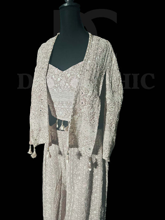 ChieckenKari Plazzo Set With Jacket
