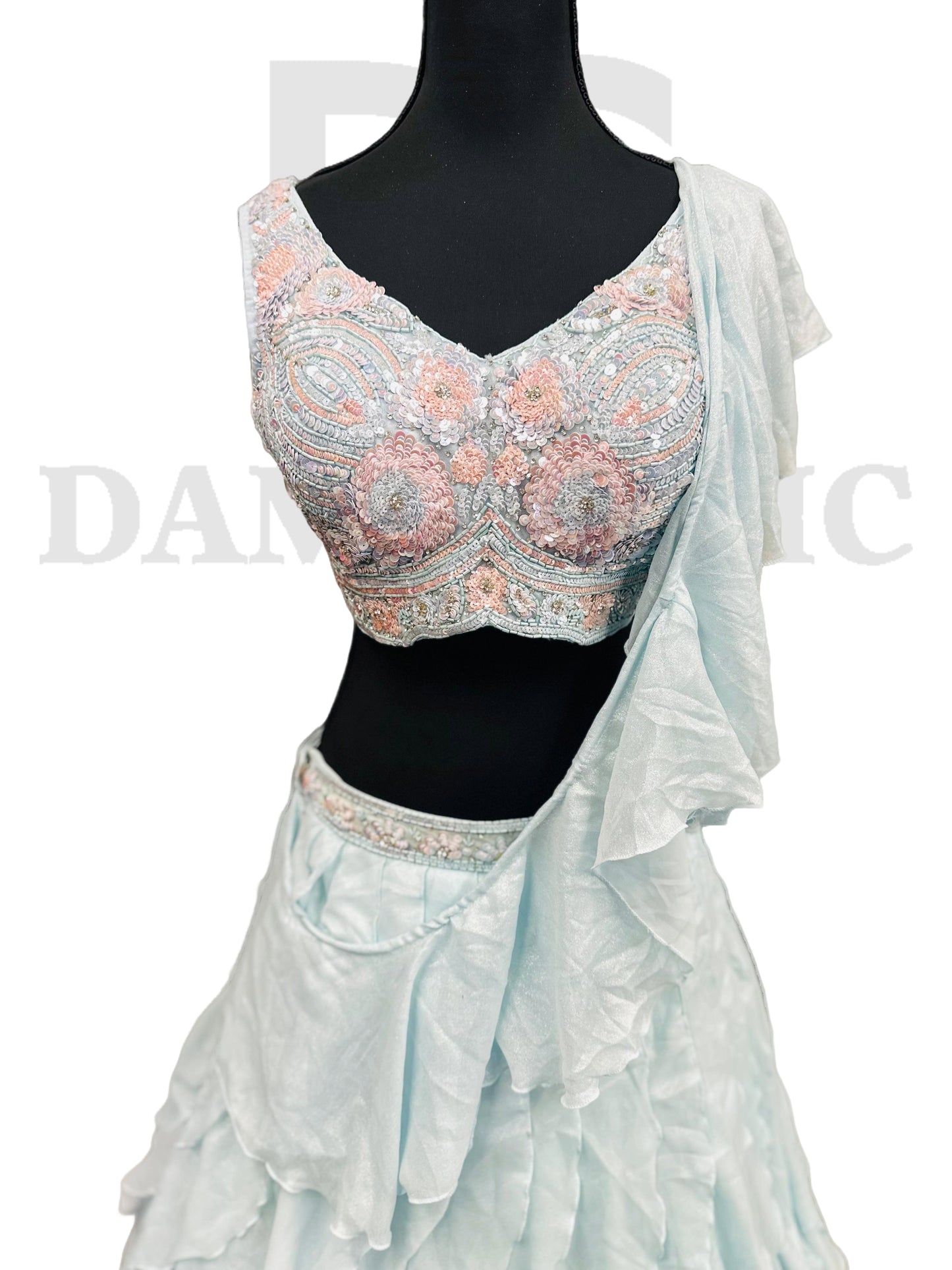 Georgette Party Wear Embroidered Ladies Net Lehenga Choli.