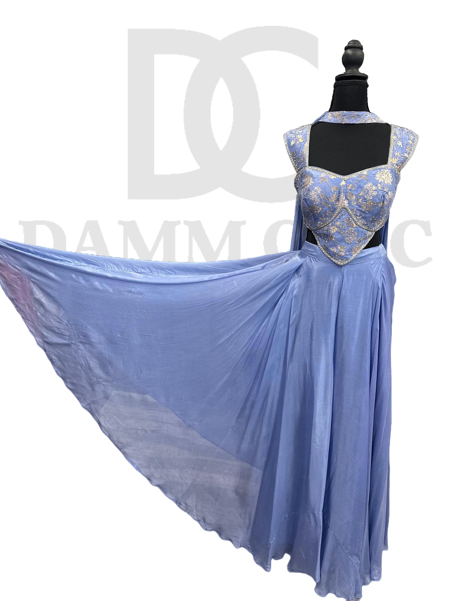 Embroidered Crop Top and Skirt Set.