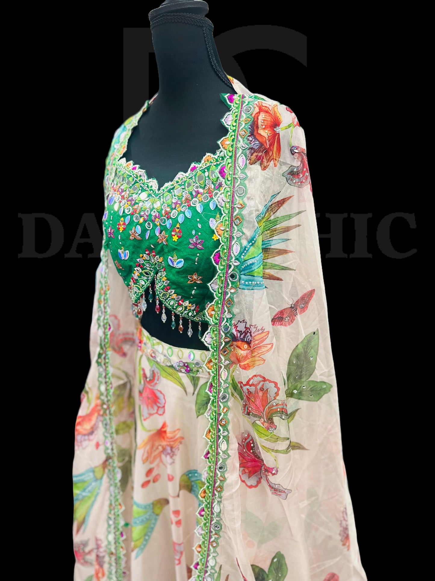 Pink| Green Oversized Embroidered.