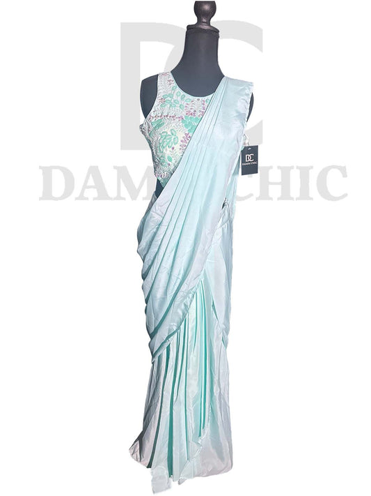 Lilac Embellished Premium Crepe Silk Drape Saree