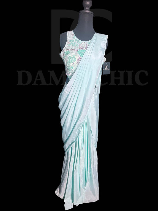 Lilac Embellished Premium Crepe Silk Drape Saree