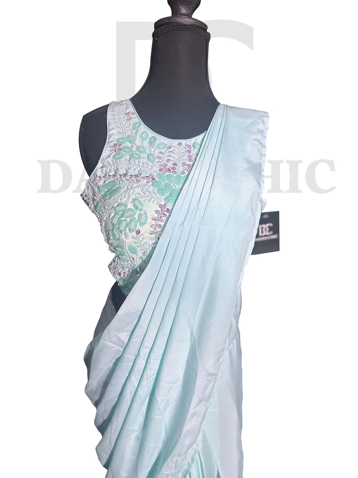 Lilac Embellished Premium Crepe Silk Drape Saree