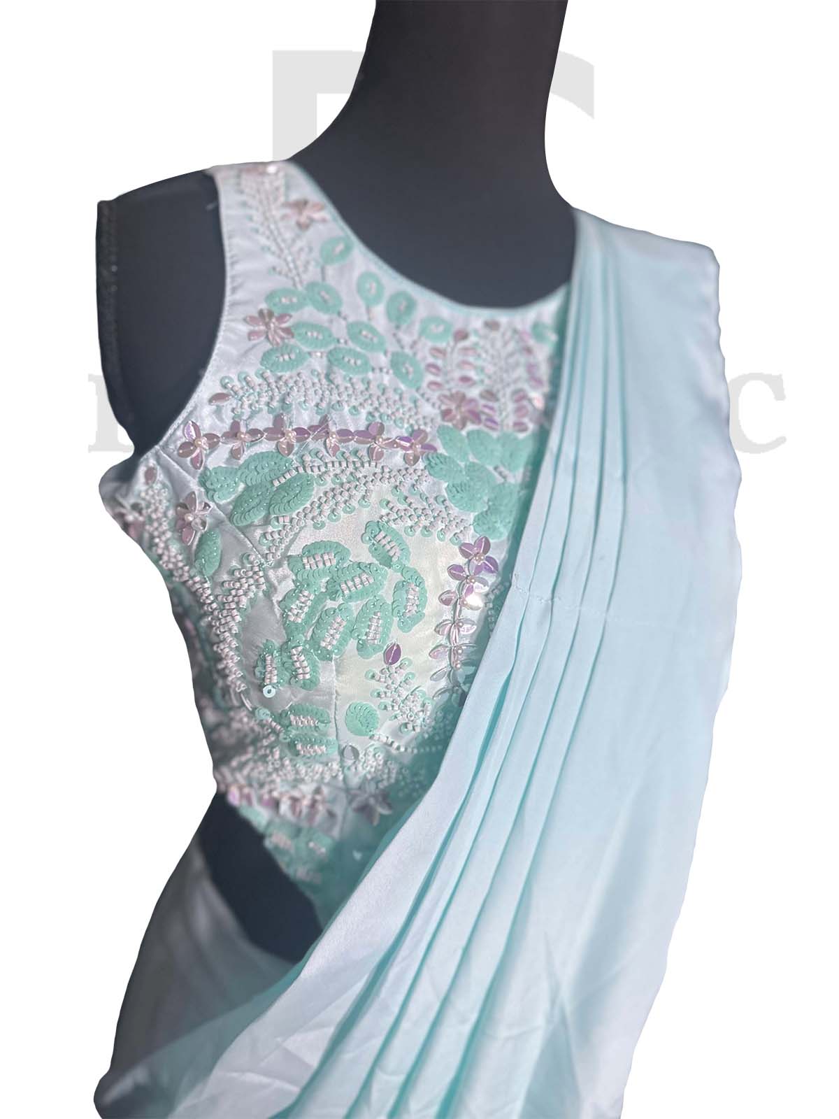 Lilac Embellished Premium Crepe Silk Drape Saree