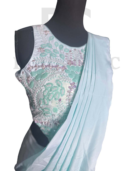 Lilac Embellished Premium Crepe Silk Drape Saree