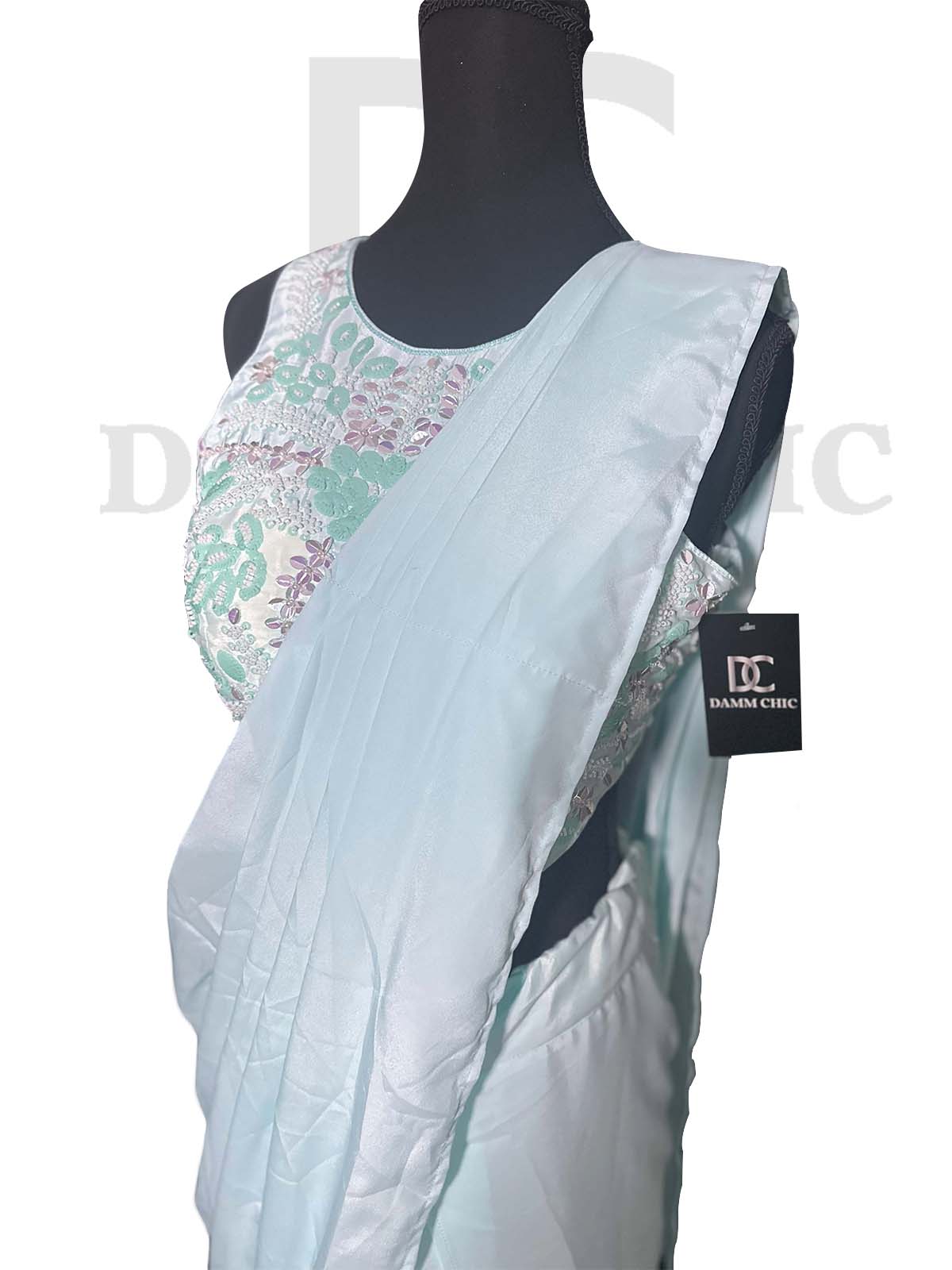 Lilac Embellished Premium Crepe Silk Drape Saree